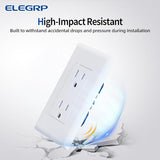 ELEGRP Decorator Receptacle, 15A 125V Standard Electrical Wall Outlet, Non-TR, 2 Pole 3 Wire, Self-Grounding Residential Grade, Screwless Wall Plate Included, UL Listed (10 Pack, Glossy White)