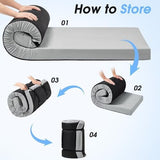 CYMULA Memory Foam Camping Mattress Pad,3inch Sleeping Pad for Camping,Non-Slip Bottom Floor Cot Mattress Bed with Retaining Portable Roll up Mattress Pad Mat for Travel Truck Guest Bed Tent