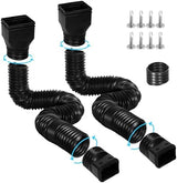 Flexible Gutter Downspout Extensions, Connectable Downspout Extender with 58"+ 67" Extendable Pipe, Thickened Down spout Drain Extension for Rainwater Drainage(2 Pack, Black)