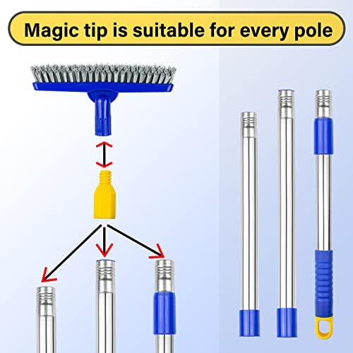 ITTAR Grout Brush with Long Adjustable Handle, Swivel Scrub Brush, V-Shape Grout Line Scrubber with Stiff Bristle for Deep Cleaning Tile Grout, Shower, Kitchen, Hard-to-Reach Corners