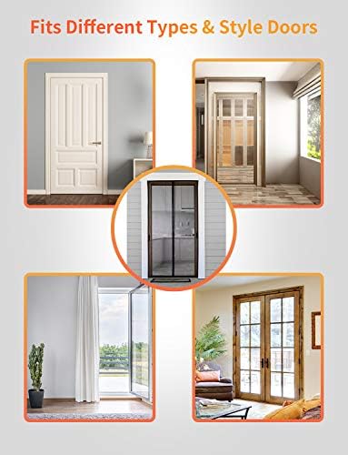 Magnetic Screen Door, Fit for Door Size:30"x80", Screen Itself Size 32"x81" Hands Free Entry, Pet and Kid Friendly, Reinforced Fiberglass Screen Door Mesh w/ 34 Strong Magnets for Patio/Front/Doorway
