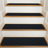 Stair Treads for Wooden Steps Indoor, 15 Pack 8" X 30" Non Slip Carpet Stair Treads with Reusable Adhesive for Kids Elders and Dogs, Surface Polyester TPR Backing Stair Rugs, Black