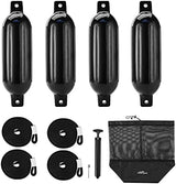 Affordura Boat Fender 4 Pack Boat Bumpers Fenders with 4 Ropes, Boat Bumpers for Pontoon Boat Fenders Inflatable