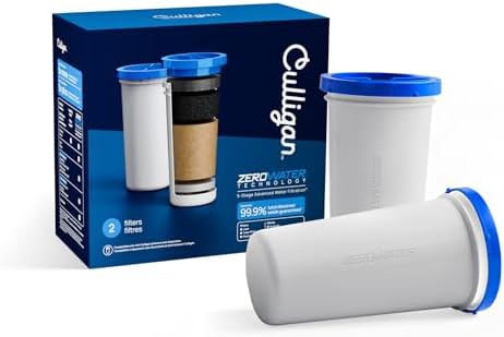 Culligan with ZeroWater Technology Replacement Filter 2-Pack, 5-Stage Advanced Water Filter – IAPMO Certified to Reduce Lead, Total PFAS (Forever Chemicals), Mercury, Fluoride, and Chlorine