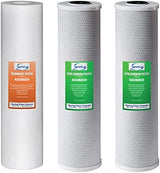 iSpring F3WGB32B 4.5” x 20” 3-Stage Whole House Water Filter Replacement Pack Set with Sediment and Carbon Block Cartridges Reduces up to 99% Chlorine, White