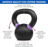 Yes4All Powder Coated Cast Iron Kettlebell Strength Training Kettlebells Weight Set for Full Body Workout, Home Gym