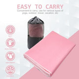 Eunzel Hot Yoga Towel - Microfiber Non Slip Yoga Mat Towel with Grip Dot Sweat Absorbent Towel for Hot Yoga, Pilates and Fitness 72" x 24", Pink/White