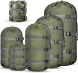 5 Pack Compression Stuff Sack 5 Assorted Size Sleeping Bag Stuff Sack Ultralight Sleeping Bag Cover Space Saving Gear for Travel Outdoor Camping Hiking Backpacking