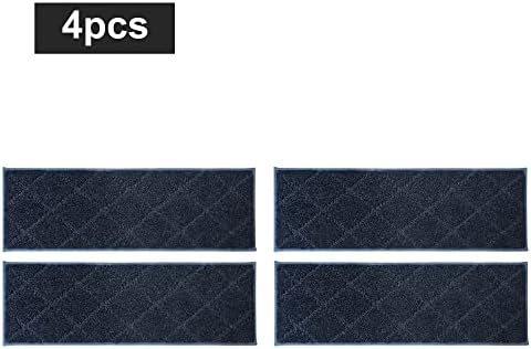 COSY HOMEER Edging Stair Treads Non-Slip Carpet Mat 28inX9in Indoor Stair Runners for Wooden Steps, Edging Stair Rugs for Kids and Dogs, 100% Polyester TPE Backing (4pc, Navy)