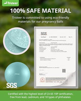 Trideer Pregnancy Birthing Ball - 1.7mm Extra Thick Yoga Ball for Maternity, Labor, Exercise, Physio, Recovery - Guide & Baby Memory Book Included - 440LB Anti-Burst & Non-Slip Stability