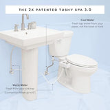 TUSHY Spa Self-Cleaning Warm Water Toilet Bidet Attachment. Adjustable Nozzle, Angle & Pressure Control. Easy DIY Home Install, Requires Sink Access for Optional Warm Water Control. (Biscuit/Platinum)