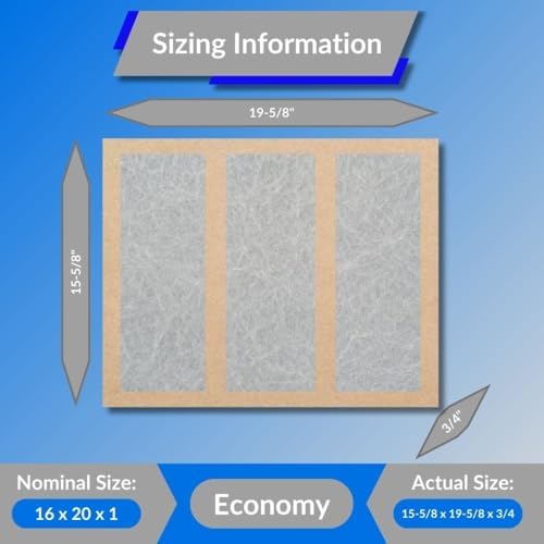 16x20x1 Glasfloss Fiberglass Air Filter, Double Strut, GDS Series, Made in USA, Actual Size: 15 5/8 x 19 5/8 x 3/4 (Box of 6)
