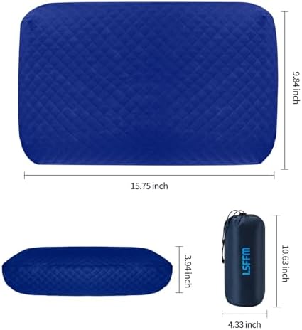 Camping Pillow Memory Foam, Easy to Fold, Camping Essentials, Small Travel Pillows with Portable Bag, Hiking Pillow for Backpacking, Anti-Pilling Pillow Cover (Blue)