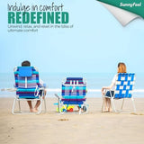 SUNNYFEEL Extra Wide Low Beach Chair 2 Pack 5 Position Lay Flat 500 LBS Heavy Duty, XL Oversized Folding Camping Chairs with Cup Holder for Outdoor/Sand, Portable Backpack Beach Chair for Adults