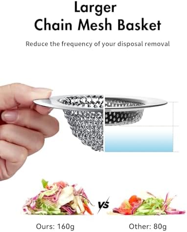 2 PCS Kitchen Sink Drain Strainer, Flippable Mesh Sink Strainer, 304 Stainless Steel Sink Screen, Easy Clean Large Basket Strainer, Anti-Clog Garbage Disposal Cover Fit for Standard Sink Drain
