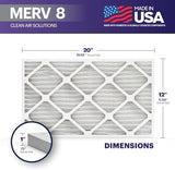 BNX TruFilter 12x20x1 Air Filter MERV 8 (6-Pack) - MADE IN USA – Dust & Pet Defense Pleated Air Conditioner HVAC AC Furnace Filters for Dust, Pet, Mold, Pollen MPR 600 – 700 & FPR 5
