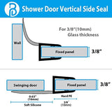 2-Pack Butecare Frameless Shower Door Side Seal Strip for 3/8" Glass Doors, Vertical Polycarbonate H-Jamb 180 Degree 78" Long