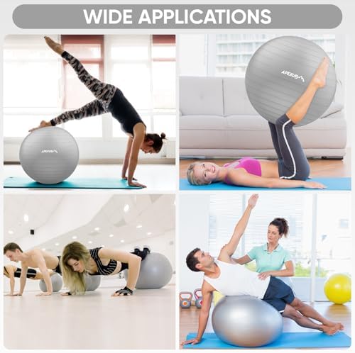 APEXUP Yoga & Pilates Ball - Anti Slip Heavy Duty Gym Ball for Fitness, Balance & Core Workout