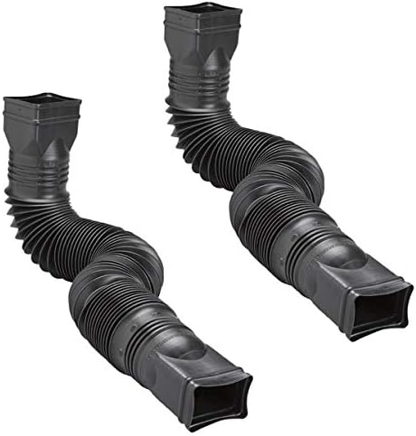 WholesalePlumbing Supply 2-Pack Black Flexible Downspout Extension Gutter Connector Rainwater Drainage,FD-85015-2PK