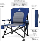 EVER ADVANCED Oversized Folding Camping Chair for Adults with Adjustable Lumbar Support, Heavy Duty Chair with Side Pockets, Portable Collapsible Quad Chair for Outside