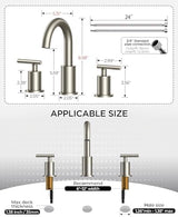 FORIOUS 8 In Widespread Brushed Nickel Bathroom Faucet 3 Hole with Metal Pop Up Drain and 24 Inch Supply Hose, 2 Handle 3 Hole Vanity Faucet for Bathroom Sink Brush Nickel with 360 Degree Swivel Spout