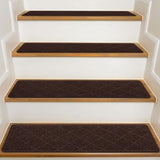 Stair Treads for Wooden Steps Indoor, 15 Pack 8" X 30" Non Slip Carpet Stair Treads with Reusable Adhesive for Kids Elders and Dogs, Surface Polyester TPR Backing Stair Rugs, Brown