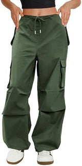 Cargo Pants Women Low Waisted Parachute Pants with Pockets Loose Baggy Hiking Pants Y2K Clothes