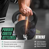 Yes4All Powder Coated Cast Iron Kettlebell Strength Training Kettlebells Weight Set for Full Body Workout, Home Gym