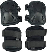 AOUTACC Tactical Combat Knee & Elbow Protective Pads Set for Outdoor CS Paintball Game Cycling Safety Skateboarding Gear Skates Knee Protection Guard Pads