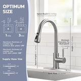 WEWE Kitchen Sink Faucet with Soap Dispenser, Kitchen Faucet with Pull Down Sprayer 3 Modes Stainless Steel Single Handle Single Hole Pull Out Brushed Nickel Faucet for Bar Laundry RV Utility Sink