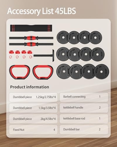 Adjustable Dumbbells, 10/25/35/55/70/90lbs Free Weight Set with Connector, 4 in1 Dumbbells Set Used as Barbell, Kettlebells, Push up Stand, Fitness Exercises for Home Gym Suitable Men/Women