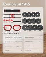 Adjustable Dumbbells, 10/25/35/55/70/90lbs Free Weight Set with Connector, 4 in1 Dumbbells Set Used as Barbell, Kettlebells, Push up Stand, Fitness Exercises for Home Gym Suitable Men/Women