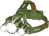 Headlamp Flashlight, Super Bright LED Rechargeable Headlight - 3 Lights 5 Modes, Zoomable, Spotlight&Floodlight Combination, IPX6 Waterproof, 20+Hrs Runtime for Running, Camping etc-Green