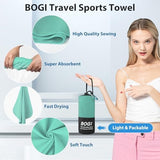 BOGI Microfiber Travel Sports Towel-Quick Dry Travel Soft Lightweight Absorbent Compact Sports Towel for Camping Gym Beach Bath Yoga Swimming Backpacking (L:60''x30''+16''x16''-Mint)