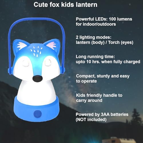 Kids Camping Essentials – Fox LED Kids Lantern and Rechargeable Kids Headlamp Set | Multiple Purposes Kids Nightlight/Flashlight Toys – Great Holiday, Halloween N Birthday Gifts for Toddlers and Kids
