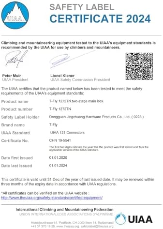 Heavy Duty Locking Climbing Carabiner - Favofit 25KN 42KN UIAA Certified Auto Lock Carabiner Clip for Arborist - 3.9'' Large Rock Climbing Hook for Hammock Rappelling Hunting