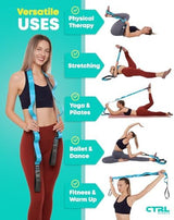 Stretching Strap with Loops - Non Elastic Stretch Band for Physical Therapy, Yoga Strap for Stretching Equipment, Stretch Bands for Exercise and Flexibility - Fascia, Hamstring & Leg Stretcher Belt
