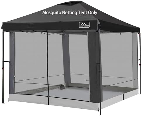Canopy Universal Mosquito Netting Tent, Converts 10'x10' Canopy Gazebo into Camping Inner Tent, Screen House Camping Cube with Full PE Floors for Patio, Outdoor, Garden and Backyard.(Black)