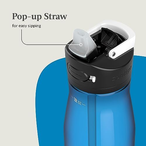 Contigo Ashland 2.0, 32oz Leak-Proof Water Bottle, Angled Straw & Lid Lock, Blue Poppy Color, Dishwasher Safe and Suitable for Travel