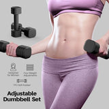 Adjustable Dumbbell Set of 2, 4 in 1 Free Weights Dumbbells Set for Women, Hand Weights for Women at Home, Each 2lb 3lb 4lb 5lb with TPU Soft Rubber Handle for Home Gym Exercise Training
