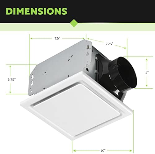 Homewerks 7140-50 Bathroom Fan Ceiling Mount Exhaust Ventilation, 1.0 Sones, 50 CFM, White