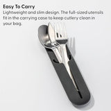 W&P Porter Stainless Steel Utensils with Silicone Carrying Case | Terrazzo Charcoal | Spoon, Fork & Knife for Meals on the Go | Portable and Compact Set