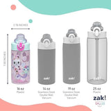 Zak Designs DreamWorks Gabby's Dollhouse Sage Kids Water Bottle For School or Travel, 16oz Durable Plastic Water Bottle With Straw and Leak-Proof, Pop-Up Spout Cover, 2-Pack Set (The Gabby Cats)
