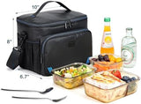 ZEEMO Insulated Lunch Bag for Men Women, Cooler with Adjustable Shoulder Strap, Leakproof Box for Work, Picnic, Black