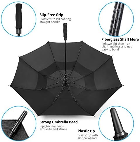MRTLLOA 54/62/68/72 Inch Automatic Open Golf Umbrella, Extra Large Oversize Double Canopy Vented Windproof Waterproof Stick Umbrellas for Rain