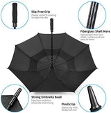 MRTLLOA 54/62/68/72 Inch Automatic Open Golf Umbrella, Extra Large Oversize Double Canopy Vented Windproof Waterproof Stick Umbrellas for Rain