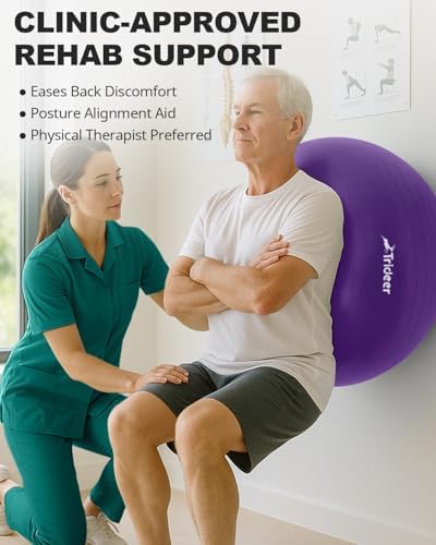 Trideer Extra Thick Yoga Ball Exercise Ball, 5 Sizes Gym Ball, Heavy Duty Ball Chair for Balance, Stability, Pregnancy, Quick Pump Included