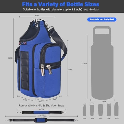 icolor Magnetic Gym Bag Water Bottle Carrier Holder with Phone Pockets & Shoulder Strap,5 Built-in Magnets Gym Bottle Pouch Sleeve,Magnetic Bag Gym Accessories Organizer for Men Women