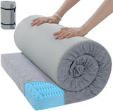 HOMBYS 3 Inch Thick Memory Foam Camping Mattress for Outdoor Sleeping, Roll Up Porable Camping Pad Mat with Knitted Cover for Travel Truck Bed Tent