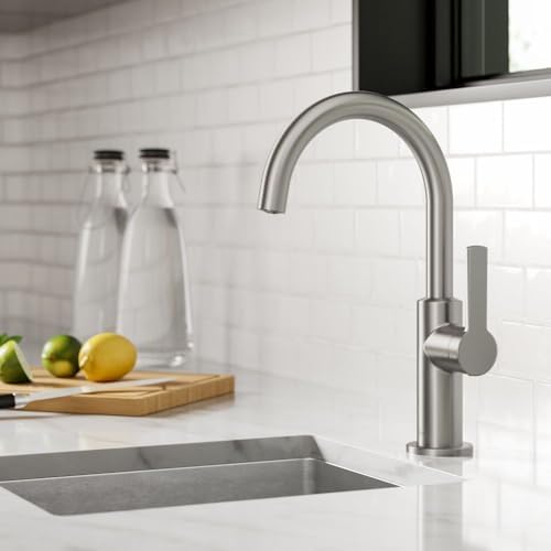 KRAUS Oletto Single Handle Kitchen Bar Faucet in Spot Free Stainless Steel, KPF-2822SFS